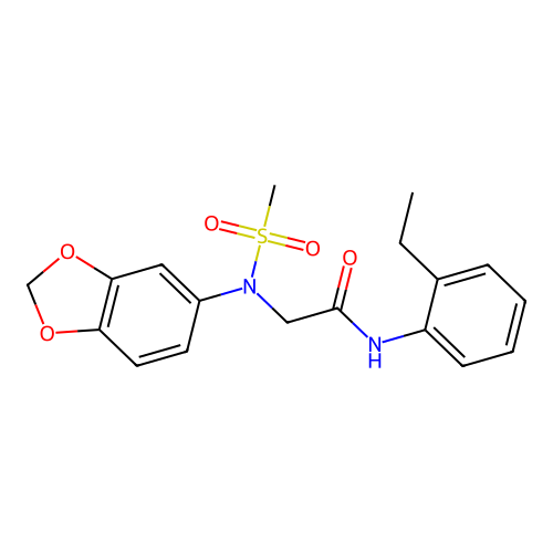 2-[1,3-benzodioxol-5-yl(methylsulfonyl)amino]-N-(2-ethylphenyl)acetamide structure