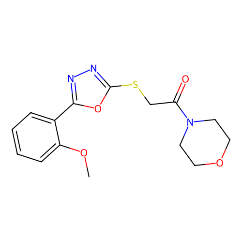 2-[[5-(2-Methoxyphenyl)-1,3,4-oxadiazol-2-yl]sulfanyl]-1-morpholin-4-ylethanone structure
