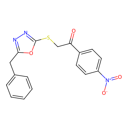 2-[(5-Benzyl-1,3,4-oxadiazol-2-yl)sulfanyl]-1-(4-nitrophenyl)ethanone structure