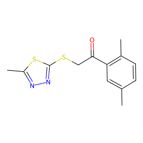 1-(2,5-Dimethylphenyl)-2-[(5-methyl-1,3,4-thiadiazol-2-yl)thio]ethanone structure