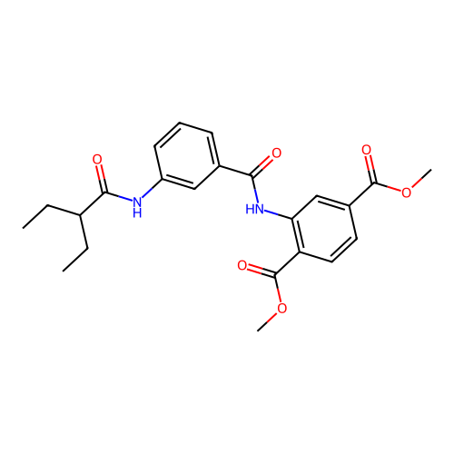 dimethyl 2-(3-(2-ethylbutanamido)benzamido)terephthalate structure