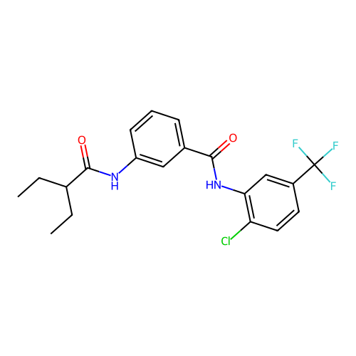 N-[2-chloro-5-(trifluoromethyl)phenyl]-3-(2-ethylbutanoylamino)benzamide structure