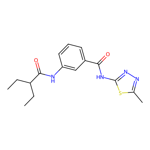 3-(2-ethylbutanoylamino)-N-(5-methyl-1,3,4-thiadiazol-2-yl)benzamide structure