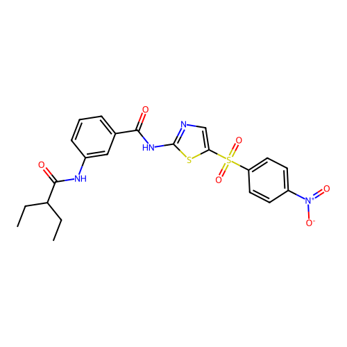 3-(2-ethylbutanoylamino)-N-[5-(4-nitrophenyl)sulfonyl-1,3-thiazol-2-yl]benzamide structure