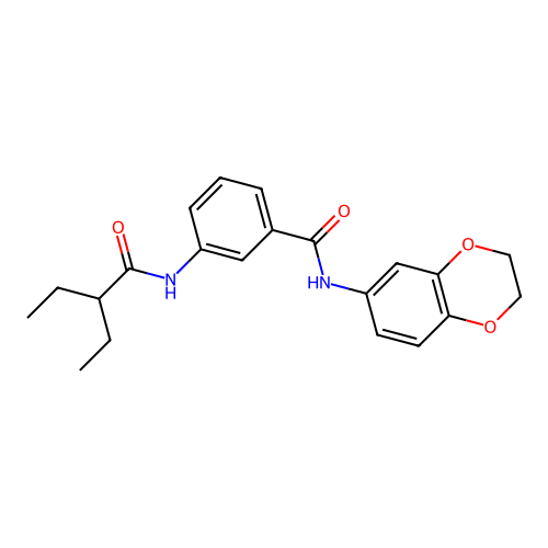 N-(2,3-dihydro-1,4-benzodioxin-6-yl)-3-(2-ethylbutanoylamino)benzamide structure