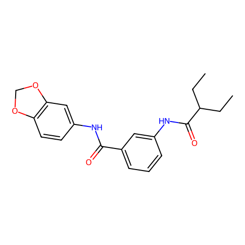 N-(1,3-benzodioxol-5-yl)-3-(2-ethylbutanoylamino)benzamide structure