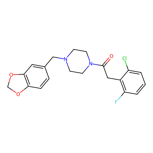 1-[4-(1,3-benzodioxol-5-ylmethyl)piperazin-1-yl]-2-(2-chloro-6-fluorophenyl)ethanone structure