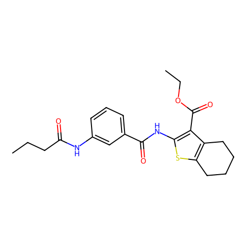 ETHYL 2-(3-BUTANAMIDOBENZAMIDO)-4,5,6,7-TETRAHYDRO-1-BENZOTHIOPHENE-3-CARBOXYLATE structure