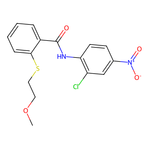 N-(2-chloro-4-nitrophenyl)-2-(2-methoxyethylsulfanyl)benzamide structure