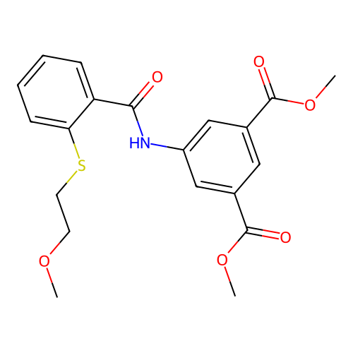 dimethyl 5-(2-((2-methoxyethyl)thio)benzamido)isophthalate structure