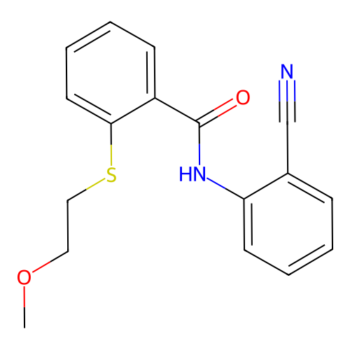 N-(2-cyanophenyl)-2-(2-methoxyethylsulfanyl)benzamide structure