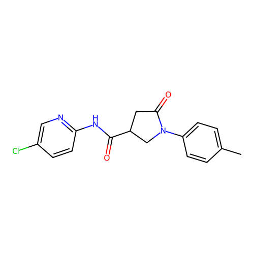 N-(5-chloropyridin-2-yl)-1-(4-methylphenyl)-5-oxopyrrolidine-3-carboxamide structure