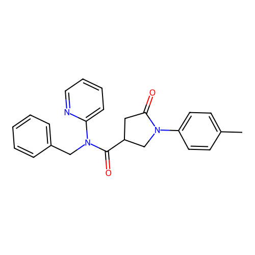 N-benzyl-1-(4-methylphenyl)-5-oxo-N-pyridin-2-ylpyrrolidine-3-carboxamide structure