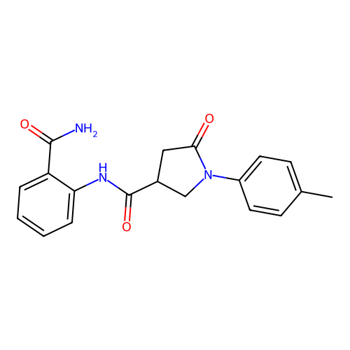 N-(2-carbamoylphenyl)-1-(4-methylphenyl)-5-oxopyrrolidine-3-carboxamide structure