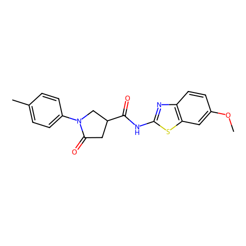 N-(6-methoxy-1,3-benzothiazol-2-yl)-1-(4-methylphenyl)-5-oxopyrrolidine-3-carboxamide structure