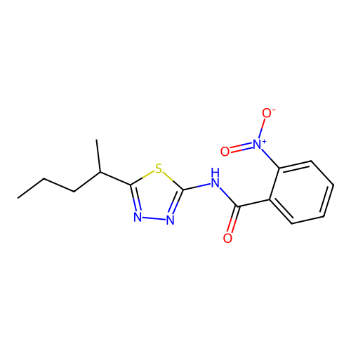 2-nitro-N-(5-pentan-2-yl-1,3,4-thiadiazol-2-yl)benzamide structure