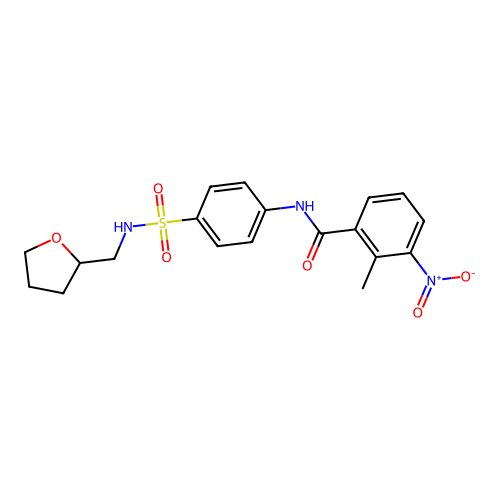 2-methyl-3-nitro-N-[4-(oxolan-2-ylmethylsulfamoyl)phenyl]benzamide structure