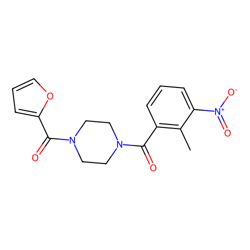 (4-(Furan-2-carbonyl)piperazin-1-yl)(2-methyl-3-nitrophenyl)methanone structure