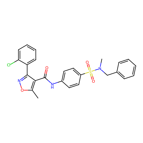 N-[4-[benzyl(methyl)sulfamoyl]phenyl]-3-(2-chlorophenyl)-5-methyl-1,2-oxazole-4-carboxamide structure