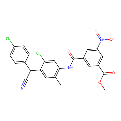 methyl 3-({5-chloro-4-[(4-chlorophenyl)(cyano)methyl]-2-methylphenyl}carbamoyl)-5-nitrobenzoate structure
