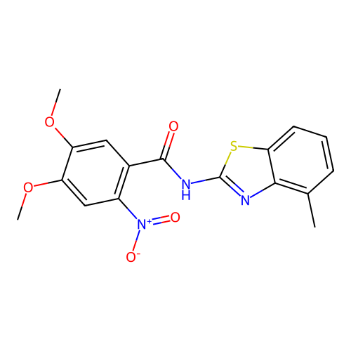 4,5-dimethoxy-N-(4-methyl-1,3-benzothiazol-2-yl)-2-nitrobenzamide structure