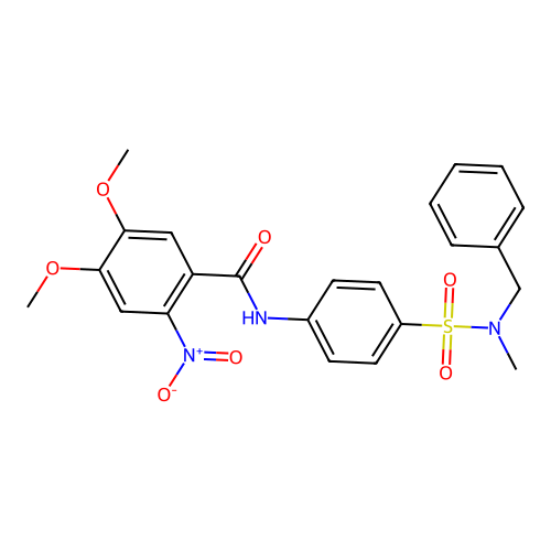 N-[4-[benzyl(methyl)sulfamoyl]phenyl]-4,5-dimethoxy-2-nitrobenzamide structure