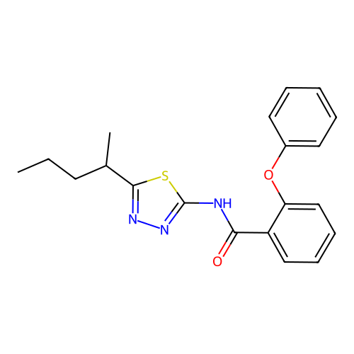 N-[5-(pentan-2-yl)-1,3,4-thiadiazol-2-yl]-2-phenoxybenzamide structure