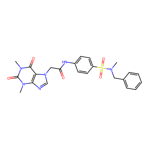 N-[4-[benzyl(methyl)sulfamoyl]phenyl]-2-(1,3-dimethyl-2,6-dioxopurin-7-yl)acetamide structure