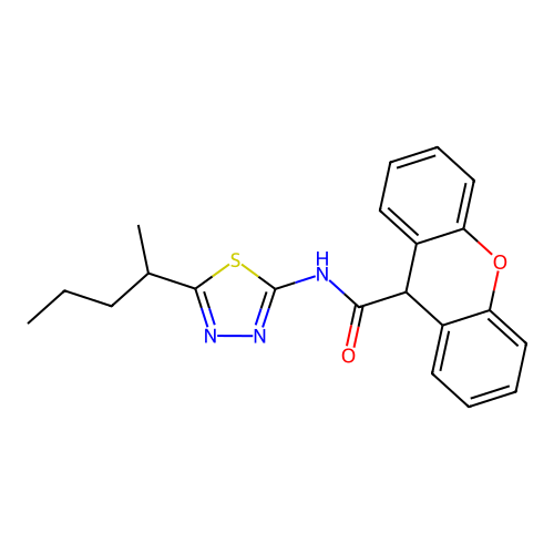 N-(5-pentan-2-yl-1,3,4-thiadiazol-2-yl)-9H-xanthene-9-carboxamide structure