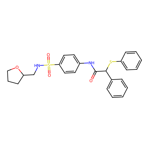 N-[4-(oxolan-2-ylmethylsulfamoyl)phenyl]-2-phenyl-2-phenylsulfanylacetamide structure