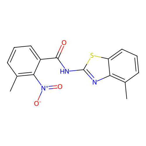 3-methyl-N-(4-methyl-1,3-benzothiazol-2-yl)-2-nitrobenzamide structure