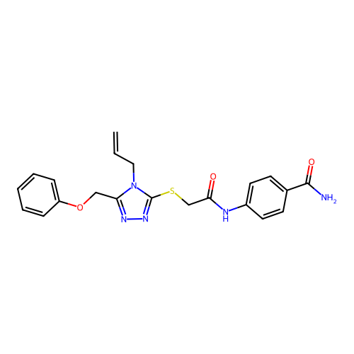 4-[({[5-(phenoxymethyl)-4-(prop-2-en-1-yl)-4H-1,2,4-triazol-3-yl]sulfanyl}acetyl)amino]benzamide structure
