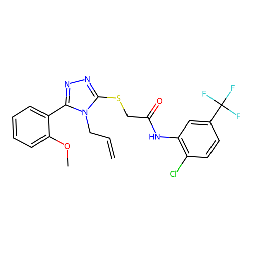 N-[2-chloro-5-(trifluoromethyl)phenyl]-2-[[5-(2-methoxyphenyl)-4-prop-2-enyl-1,2,4-triazol-3-yl]sulfanyl]acetamide structure