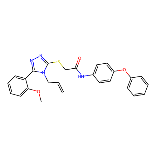 2-[[5-(2-methoxyphenyl)-4-prop-2-enyl-1,2,4-triazol-3-yl]sulfanyl]-N-(4-phenoxyphenyl)acetamide structure