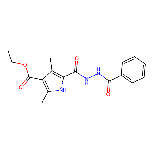 ethyl 5-(benzamidocarbamoyl)-2,4-dimethyl-1H-pyrrole-3-carboxylate structure