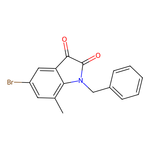 1-Benzyl-5-bromo-7-methylindoline-2,3-dione structure