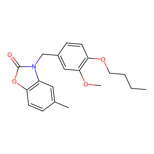 3-(4-butoxy-3-methoxybenzyl)-5-methylbenzo[d]oxazol-2(3H)-one structure