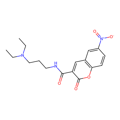 N-(3-(diethylamino)propyl)-6-nitro-2-oxo-2H-chromene-3-carboxamide structure