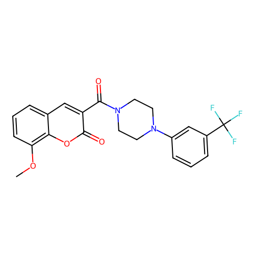 8-Methoxy-3-[4-[3-(trifluoromethyl)phenyl]piperazine-1-carbonyl]chromen-2-one structure