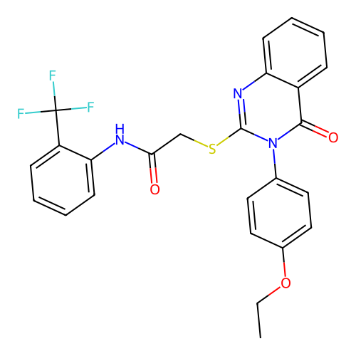 2-[3-(4-ethoxyphenyl)-4-oxoquinazolin-2-yl]sulfanyl-N-[2-(trifluoromethyl)phenyl]acetamide structure