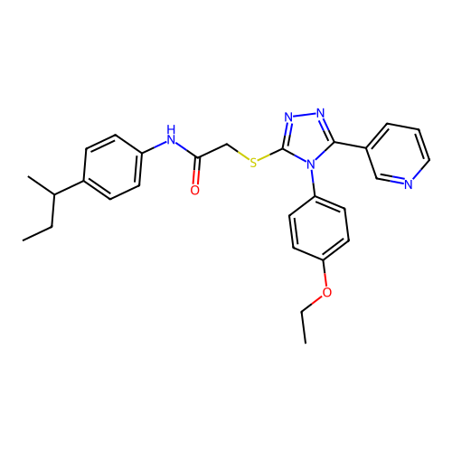 N-[4-(butan-2-yl)phenyl]-2-{[4-(4-ethoxyphenyl)-5-(pyridin-3-yl)-4H-1,2,4-triazol-3-yl]sulfanyl}acetamide structure
