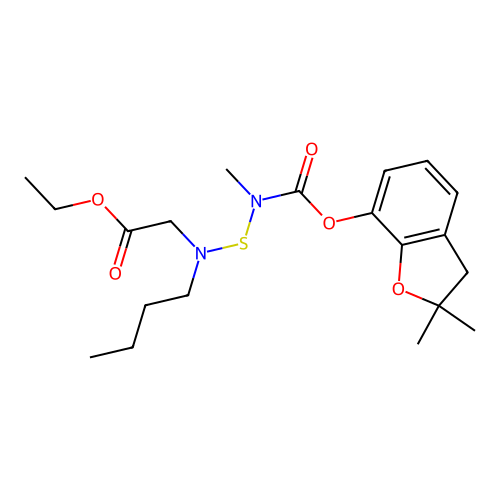 Glycine, N-butyl-N-(((((2,3-dihydro-2,2-dimethyl-7-benzofuranyl)oxy)carbonyl)methylamino)thio)-, ethyl ester structure