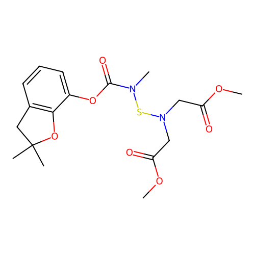 Glycine, N-(((((2,3-dihydro-2,2-dimethyl-7-benzofuranyl)oxy)carbonyl)methylamino)thio)-N-(2-methoxy-2-oxoethyl)-, methyl ester structure