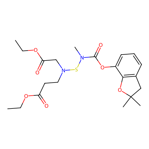 beta-Alanine, N-(((((2,3-dihydro-2,2-dimethyl-7-benzofuranyl)oxy)carbonyl)methylamino)thio)-N-(2-ethoxy-2-oxoethyl)-, ethyl ester structure