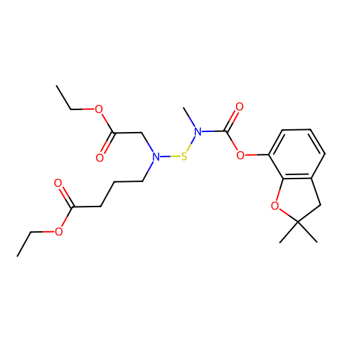 9-Oxa-3-thia-2,4-diazaundecanoic acid, 4-(2-ethoxy-2-oxoethyl)-2-methyl-8-oxo-, 2,3-dihydro-2,2-dimethyl-7-benzofuranyl ester structure