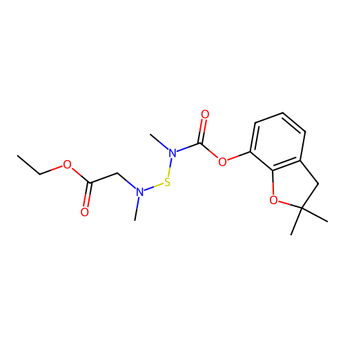 Glycine, N-(((((2,3-dihydro-2,2-dimethyl-7-benzofuranyl)oxy)carbonyl)methylamino)thio)-N-methyl-, ethyl ester structure