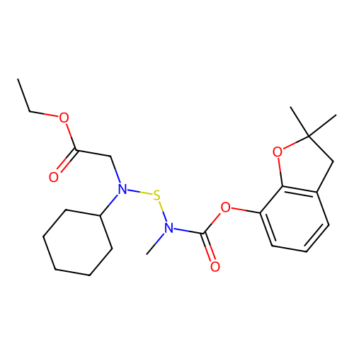 Glycine, N-cyclohexyl-N-(((((2,3-dihydro-2,2-dimethyl-7-benzofuranyl)oxy)carbonyl)methylamino)thio)-, ethyl ester structure
