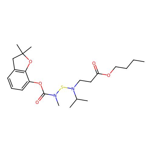 beta-Alanine, N-(((((2,3-dihydro-2,2-dimethyl-7-benzofuranyl)oxy)carbonyl)methylamino)thio)-N-(1-methylethyl)-, butyl ester structure