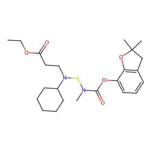 beta-Alanine, N-cyclohexyl-N-(((((2,3-dihydro-2,2-dimethyl-7-benzofuranyl)oxy)carbonyl)methylamino)thio)-, ethyl ester structure