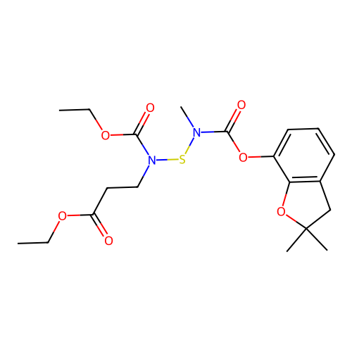 beta-Alanine, N-(((((2,3-dihydro-2,2-dimethyl-7-benzofuranyl)oxy)carbonyl)methylamino)thio)-N-(ethoxycarbonyl)-, ethyl ester structure